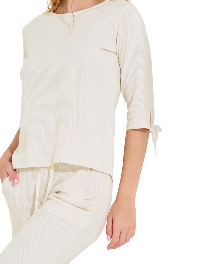 Pyjama pantalon top manches trois-quarts FREELY Blanc - Kiabi
