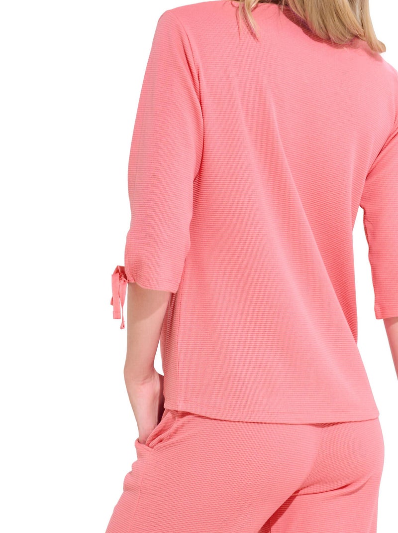 Pyjama pantalon top manches trois-quarts FREELY Rose - Kiabi