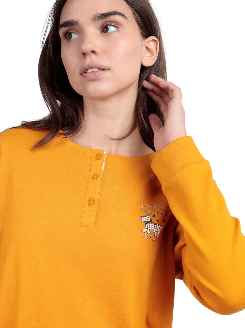 Pyjama pantalon top polo manches longues LouLou Returns Jaune - Kiabi