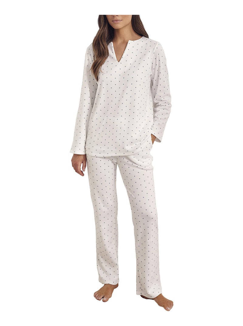 Pyjama pantalon tunique manches longues Dots Blanc - Kiabi