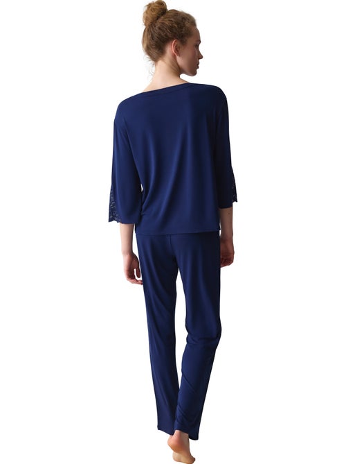 Pyjama pantalon tunique manches trois-quarts amourette - Kiabi