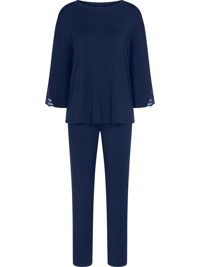 Pyjama pantalon tunique manches trois-quarts amourette Bleu - Kiabi