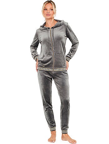 Pyjama pantalon veste zippée à capuche velvet glow