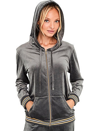 Pyjama pantalon veste zippée à capuche velvet glow