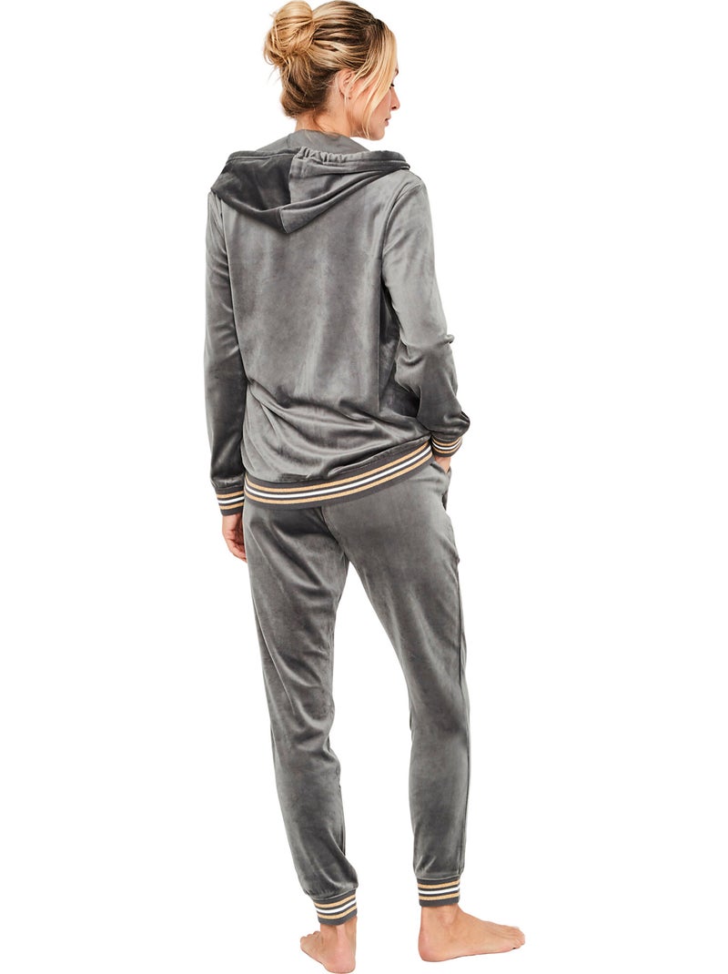 Pyjama pantalon veste zippée à capuche velvet glow Gris - Kiabi