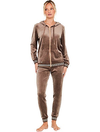 Pyjama pantalon veste zippée à capuche velvet glow