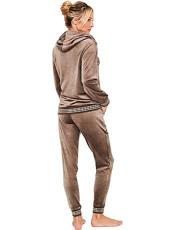 Pyjama pantalon veste zippée à capuche velvet glow