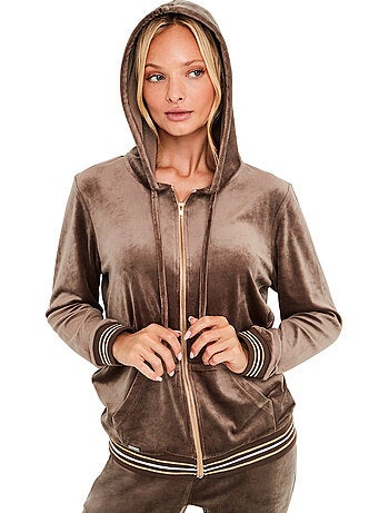 Pyjama pantalon veste zippée à capuche velvet glow