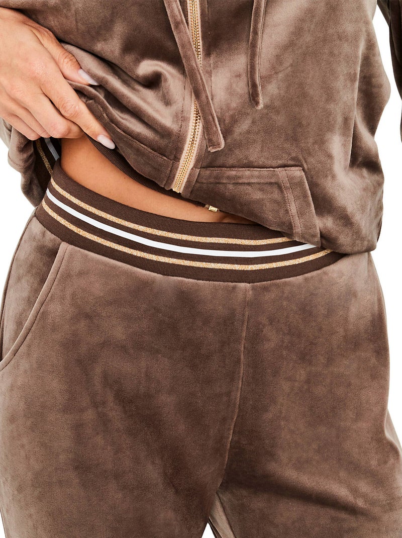 Pyjama pantalon veste zippée à capuche velvet glow Marron - Kiabi