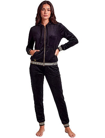 Pyjama pantalon veste zippée à capuche velvet glow