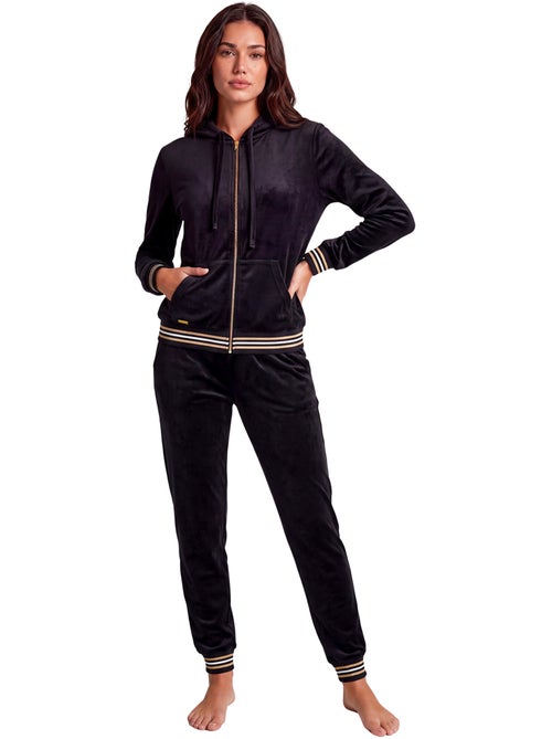Pyjama pantalon veste zippée à capuche velvet glow - Kiabi Pyjama pantalon veste zippée à capuche velvet glow - Kiabi