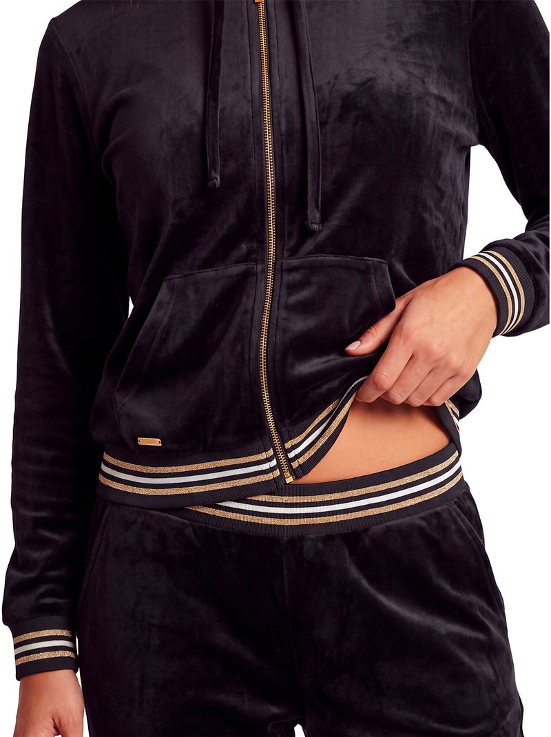 Pyjama pantalon veste zippée à capuche velvet glow Noir - Kiabi