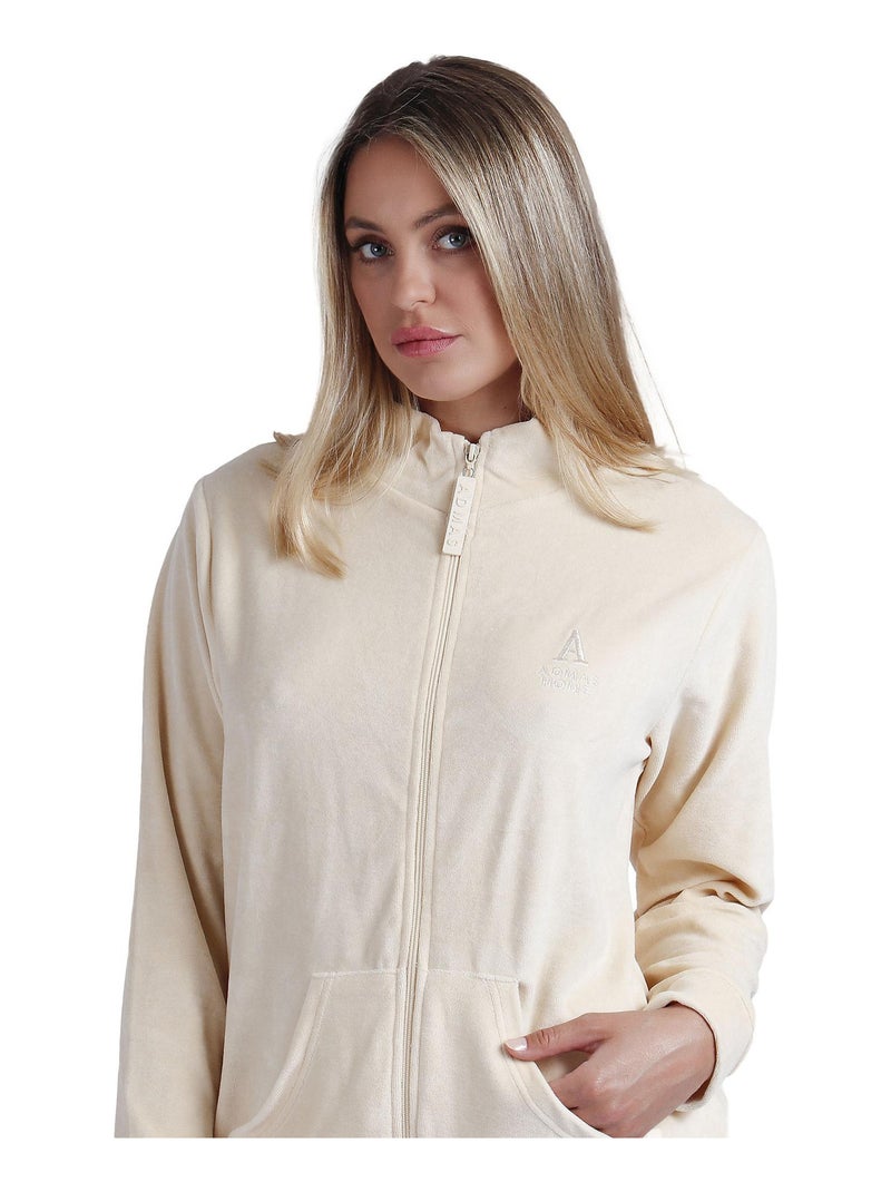 Pyjama pantalon veste zippée Soft Home Beige - Kiabi