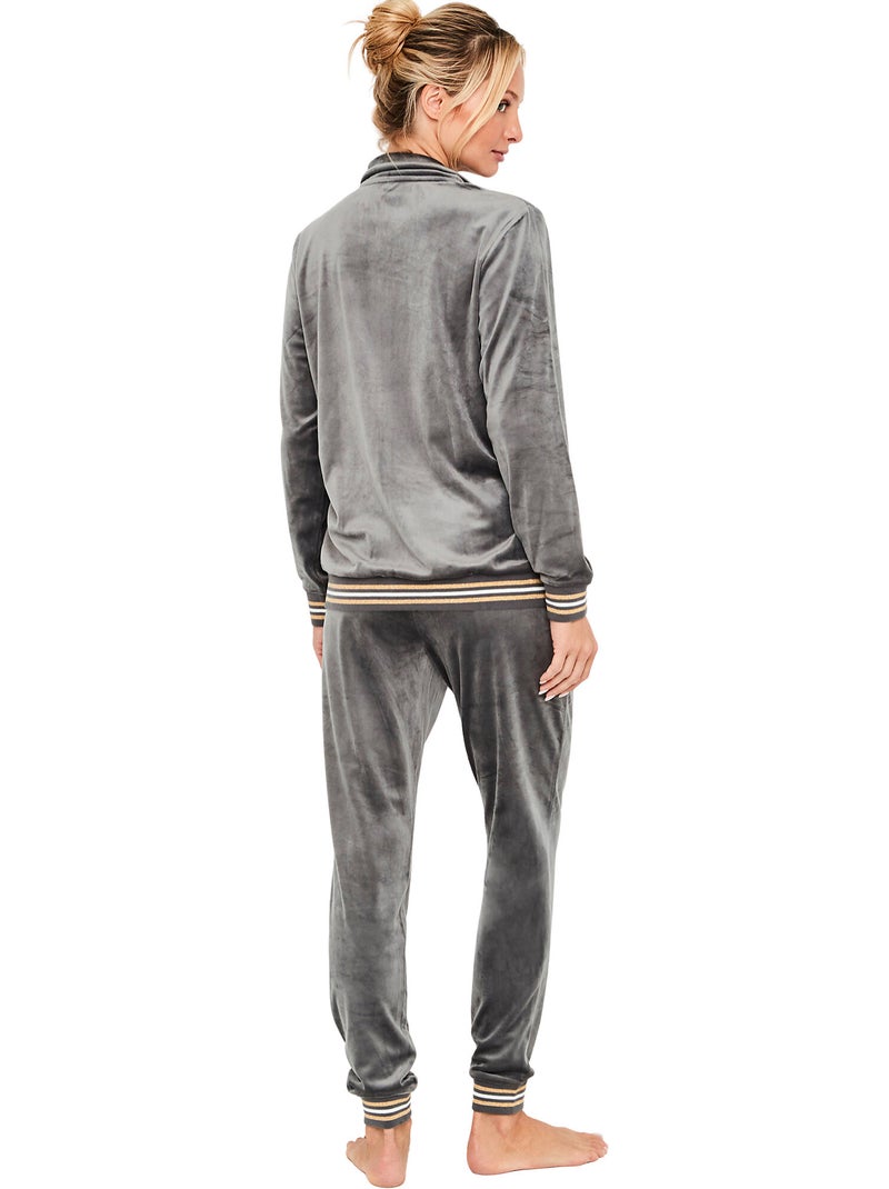 Pyjama pantalon veste zippée velvet glow Gris - Kiabi