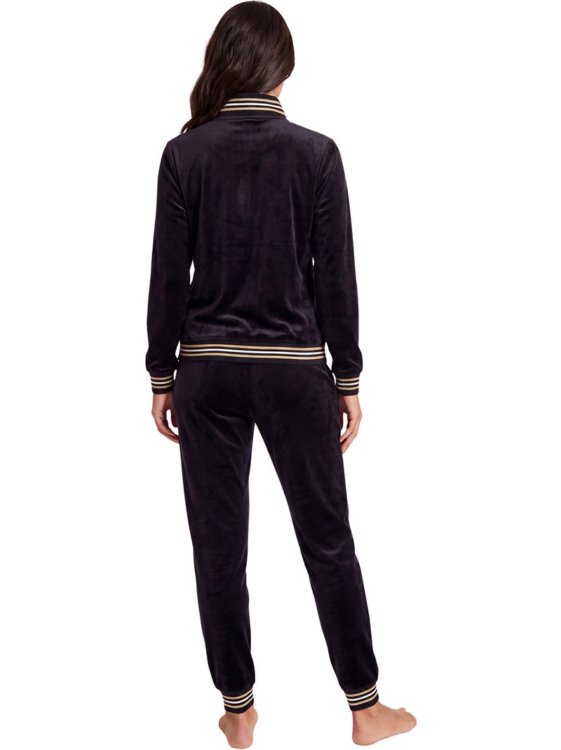 Pyjama pantalon veste zippée velvet glow Noir - Kiabi