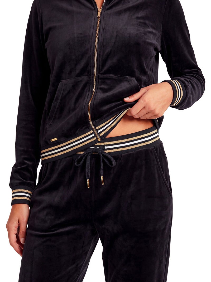 Pyjama pantalon veste zippée velvet glow Noir - Kiabi