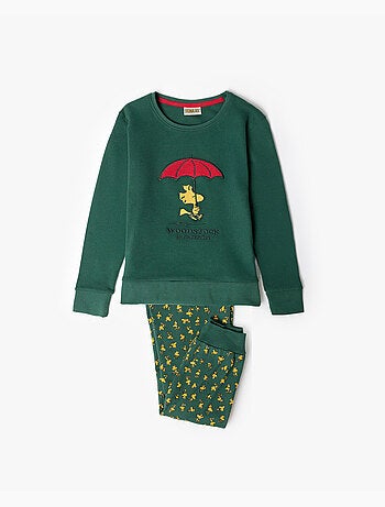 Pyjama PEANUTS Manga Larga Green Classic Peanuts pour filles