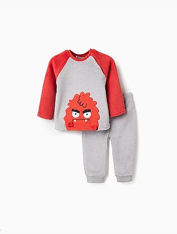 Pyjama peluche avec broderie Émotions