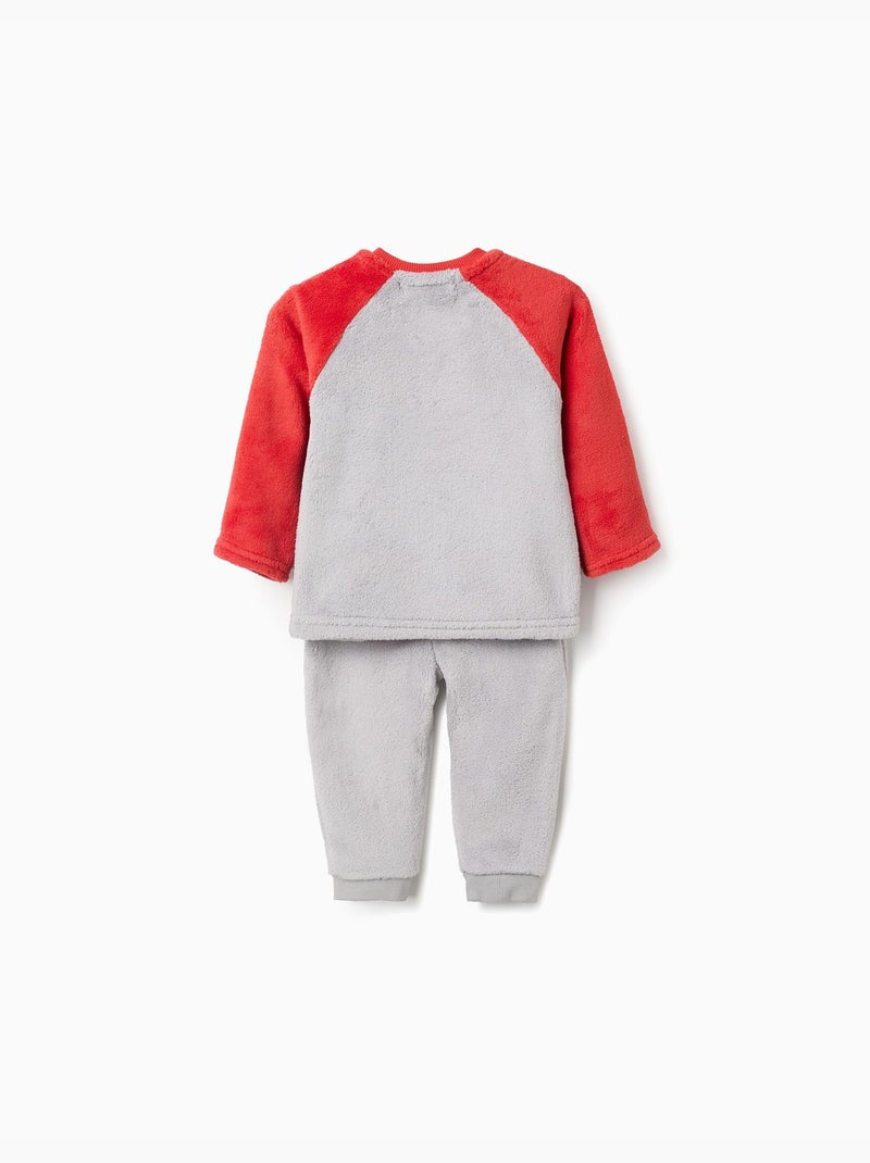 Pyjama peluche avec broderie Émotions Gris - Kiabi