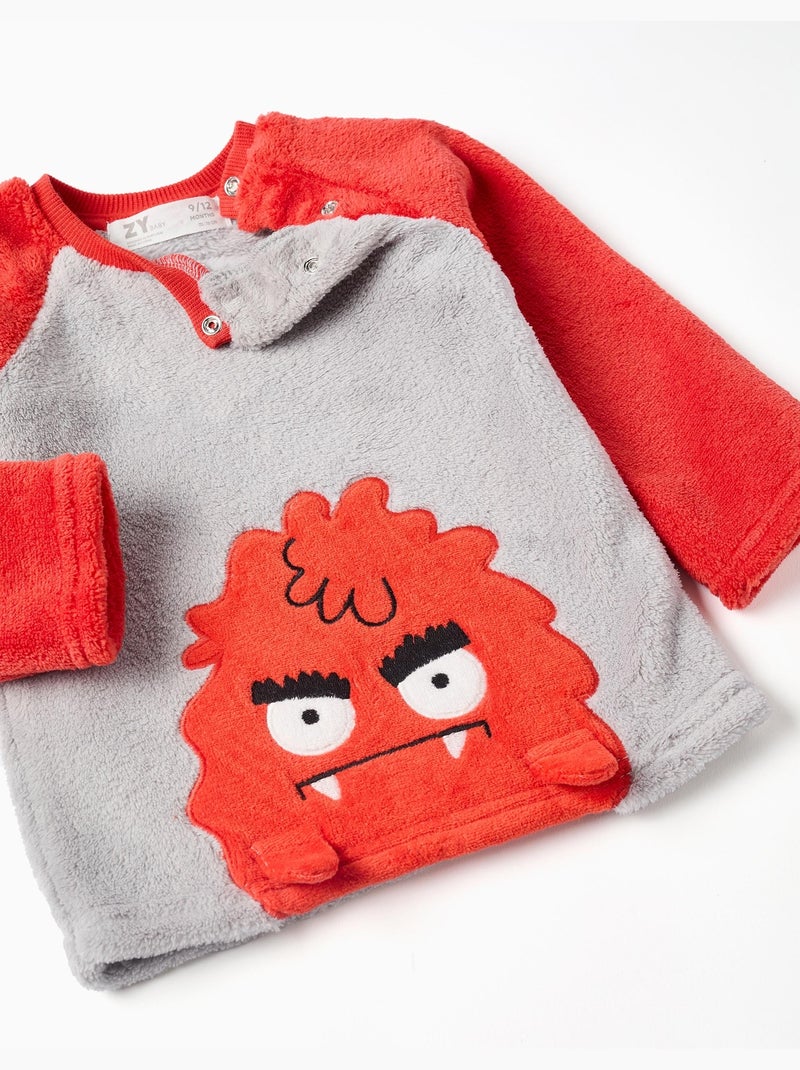 Pyjama peluche avec broderie Émotions Gris - Kiabi