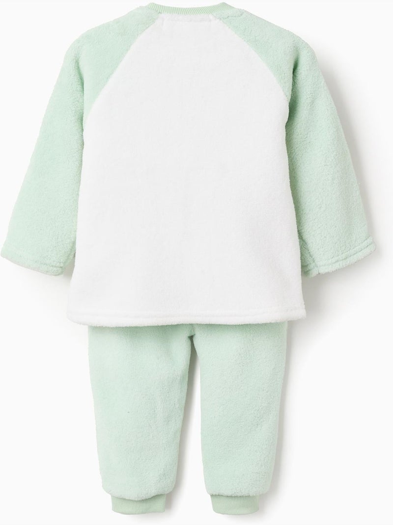 Pyjama peluche avec broderie 'Émotions' Vert clair - Kiabi