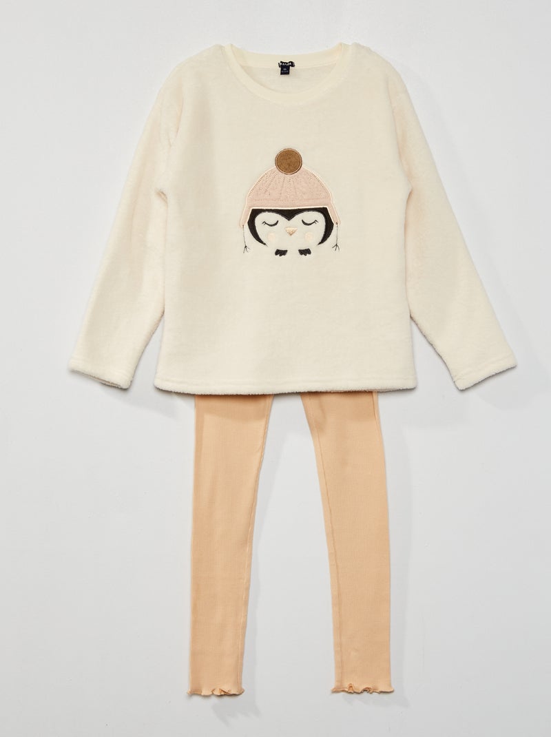 Pyjama 'Pingouin' - 2 pièces Blanc - Kiabi