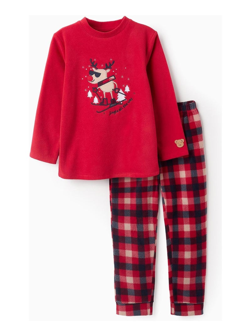 Pyjama polaire, à carreaux, thème de Noël HOLY JOLY Rouge - Kiabi