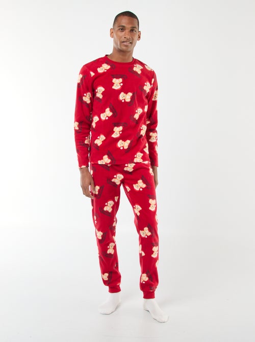 Pyjama polaire à motif 'Noël' t-shirt + pantalon - 2 pièces - Kiabi