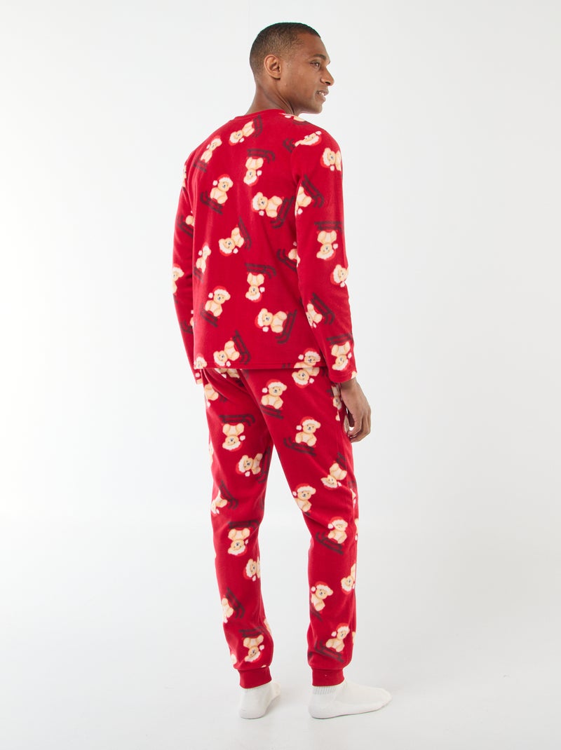 Pyjama polaire à motif 'Noël' t-shirt + pantalon - 2 pièces Rouge - Kiabi