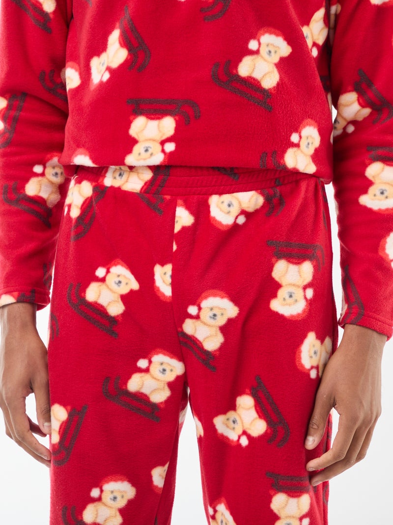 Pyjama polaire à motif 'Noël' t-shirt + pantalon - 2 pièces Rouge - Kiabi