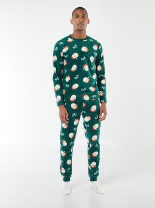Pyjama polaire à motif 'Noël' t-shirt + pantalon - 2 pièces