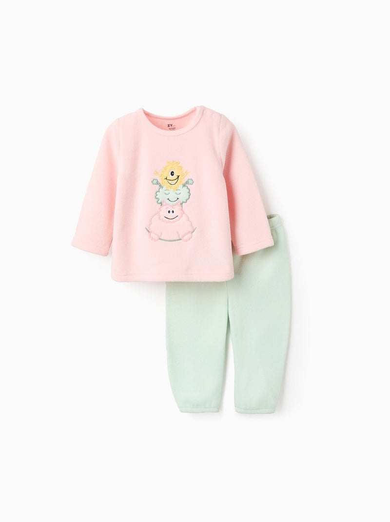 Pyjama Polaire avec Broderie Rose foncé - Kiabi