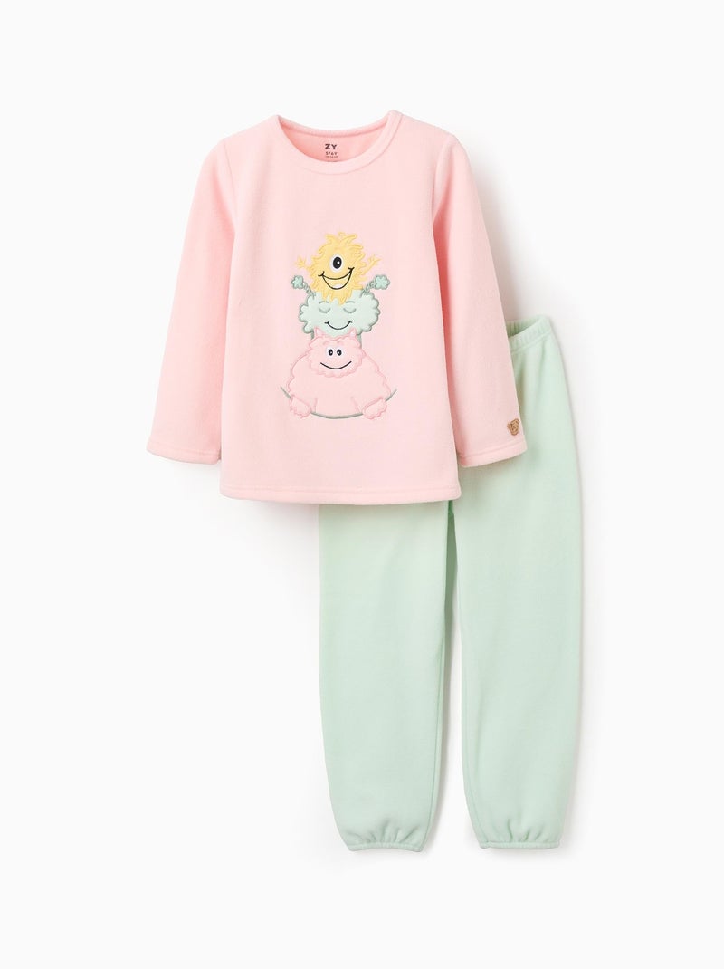 Pyjama Polaire avec Broderie Rose foncé - Kiabi