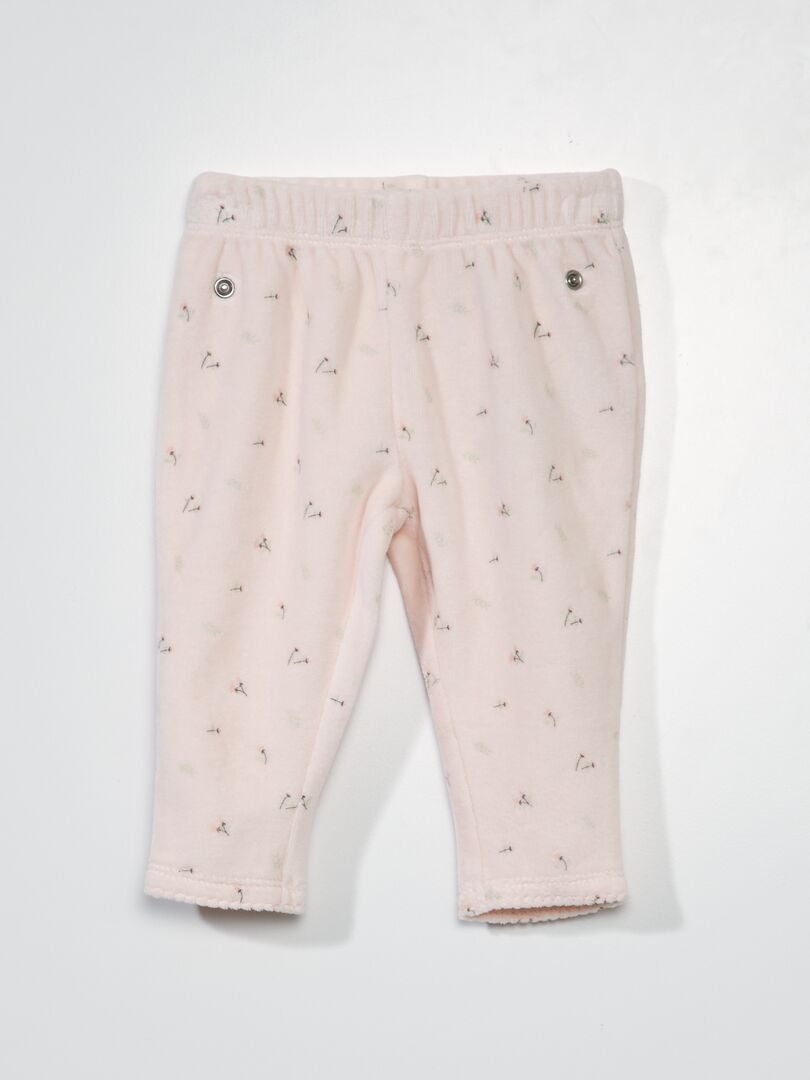 Pyjama polaire avec col claudine - 2 pièces Rose/blanc - Kiabi