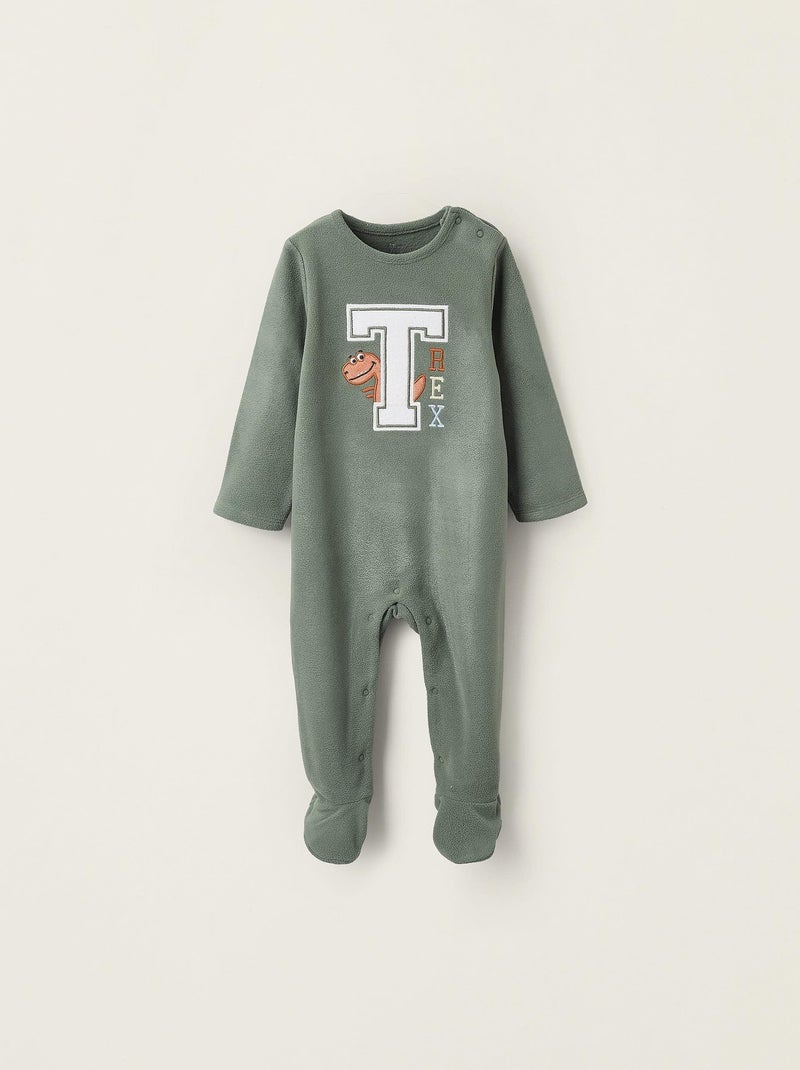 Pyjama polaire, broderie T-rex DINO UNIVERSITY Vert foncé - Kiabi