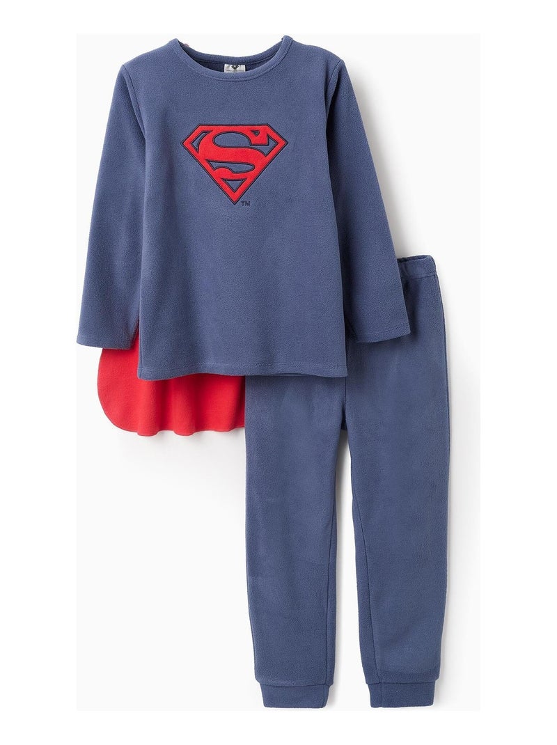 Pyjama polaire, cape amovible, broderie Super Man SUPERMAN Bleu - Kiabi