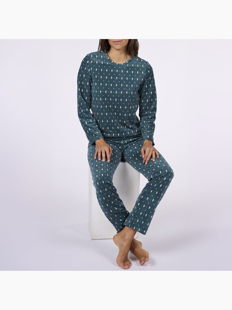 Pyjama polaire   CHAMONIX imprimé - DODO Vert foncé - Kiabi