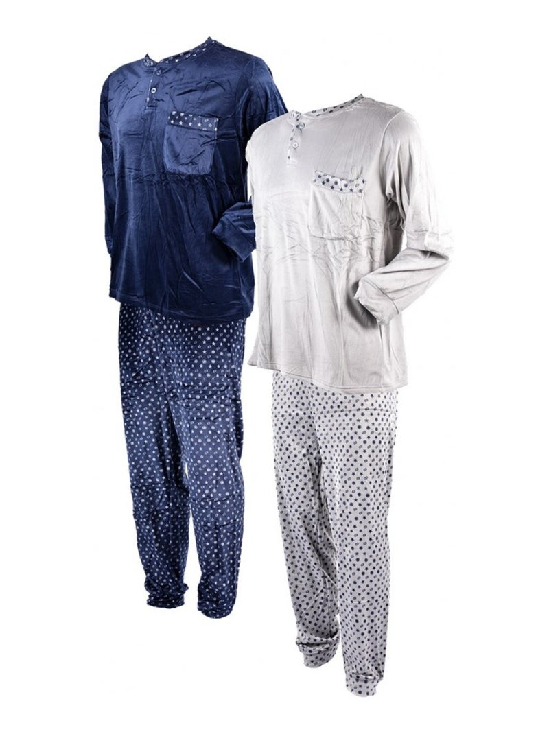 Pyjama POLAIRE ECO - Pack de 2 Bleu Bleu marine Gris - Kiabi