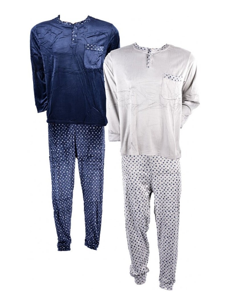 Pyjama POLAIRE ECO - Pack de 2 Bleu Bleu marine Gris - Kiabi