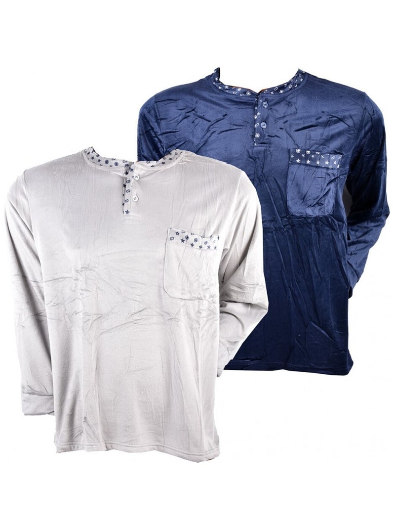 Pyjama POLAIRE ECO - Pack de 2 Bleu Bleu marine Gris - Kiabi