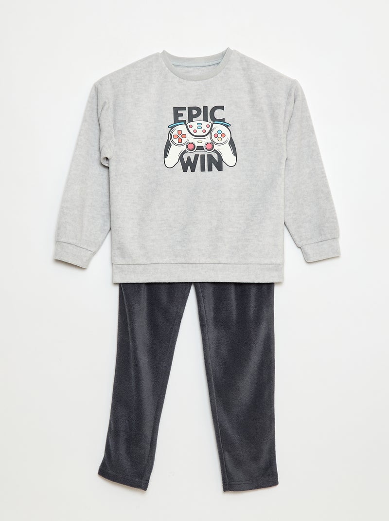 Pyjama polaire imprimé Gris - Kiabi