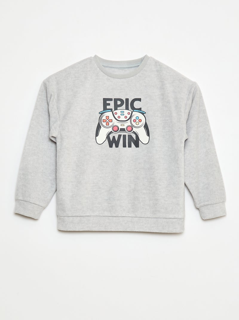 Pyjama polaire imprimé Gris - Kiabi