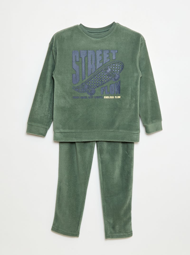 Pyjama polaire imprimé Vert - Kiabi