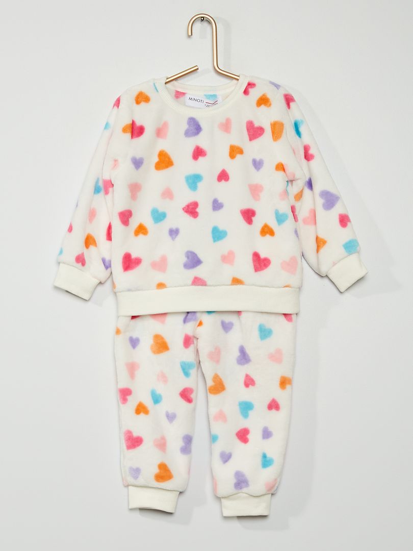 Pyjama polaire motif coeur BEIGE - Kiabi