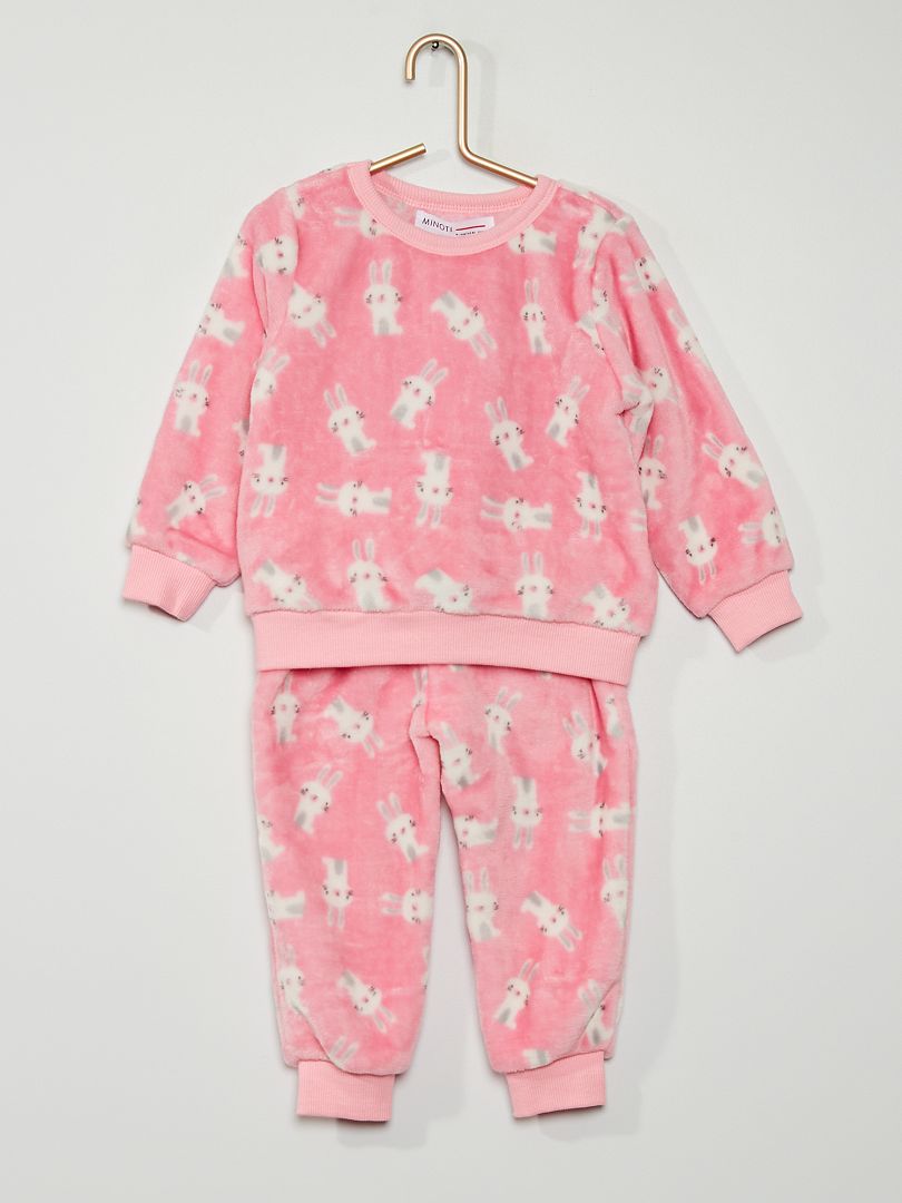 Pyjama polaire motif lapin rose - Kiabi