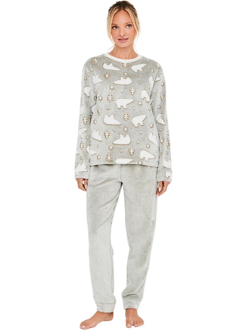 Pyjama polaire pantalon top manches longues artic - Kiabi