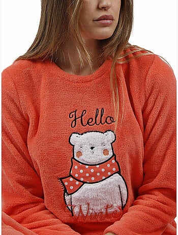Pyjama polaire tenue pantalon top manches longues Hello Winter