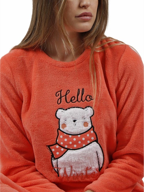 Pyjama polaire tenue pantalon top manches longues Hello Winter - Kiabi