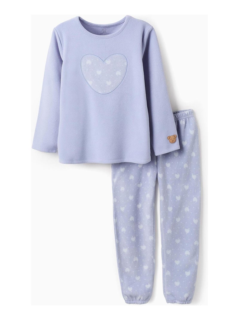 Pyjama polaire, thème des cœurs SCRAPBOOKING Bleu - Kiabi