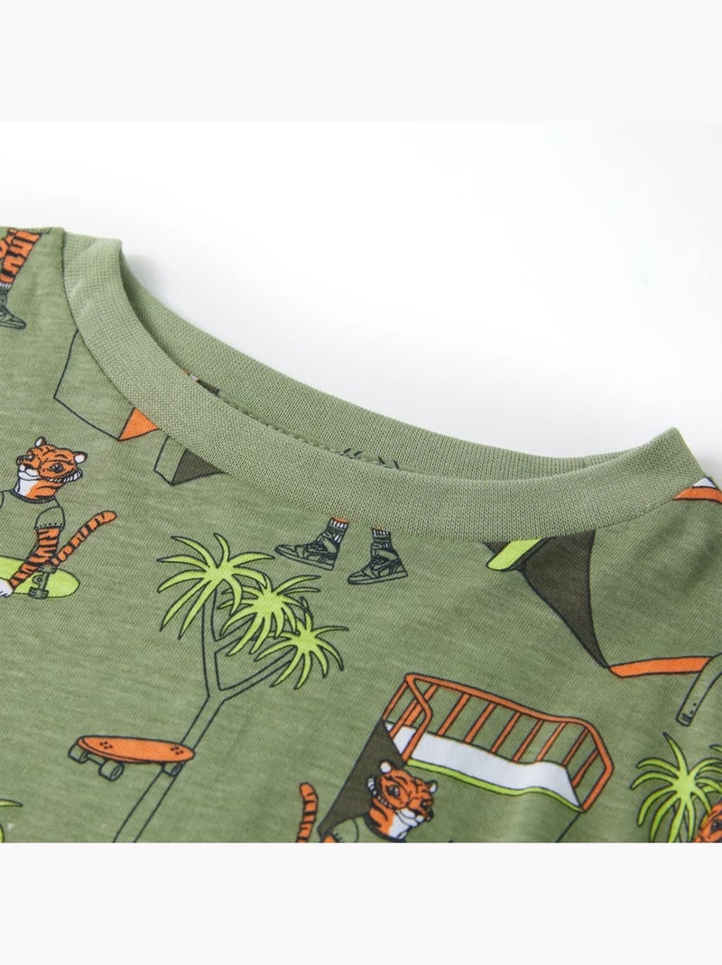Pyjama Pour Enfants Coton - VidaXL Vert - Kiabi